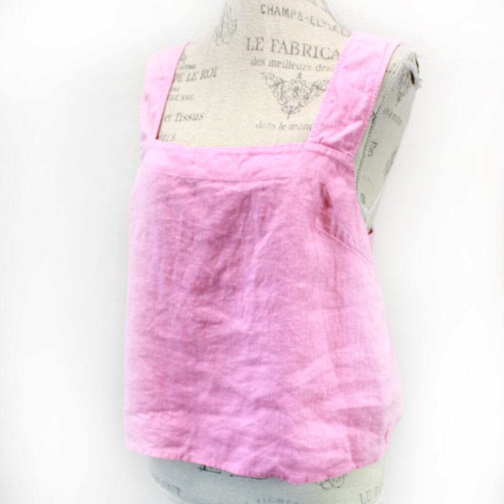 Madewell pink linen breezy beach resort country sleeveless cropped blouse top 14
